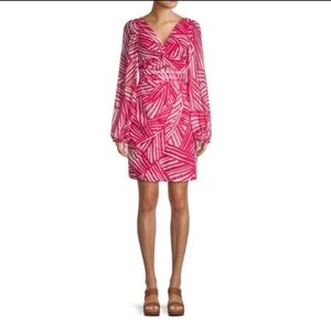 NEW Toccin NY Pink Twist Front Blouson Sleeve Dress